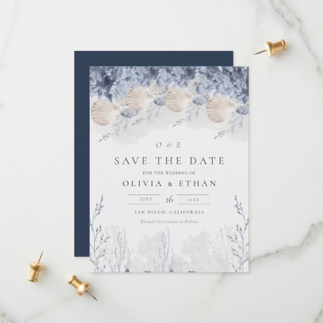 Ruhe am Meer Hochzeit retten Datum Save The Date (Vorderseite/Rückseite Beispiel)