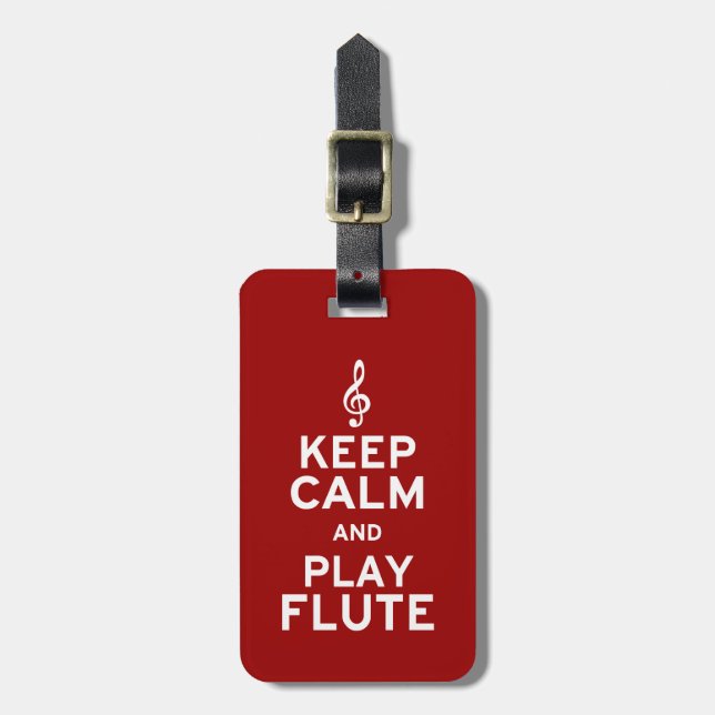 Ruhe behalt und Flute spielen Gepäckanhänger (Vorderseite vertikal)