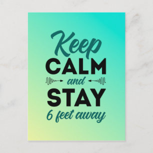Ruhe behalten und 2 Meter entfernt bleibe Postkarte