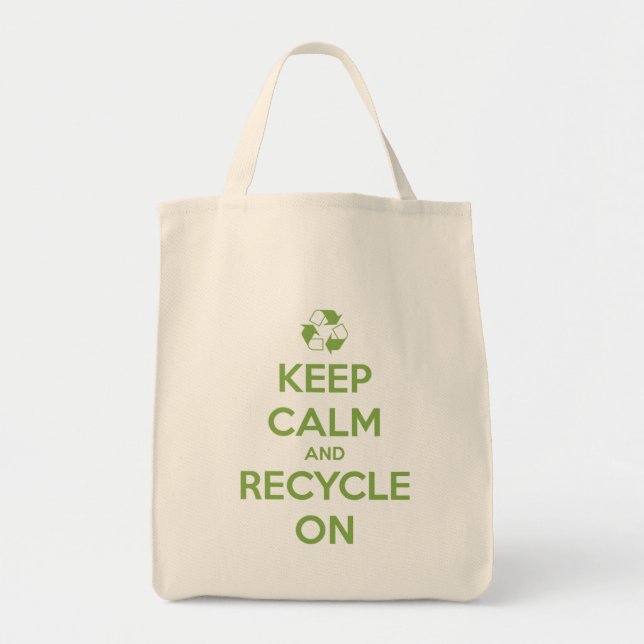Ruhe behalten und auf "Grün" auf "Natur" Gerecycel Tragetasche (Vorne)
