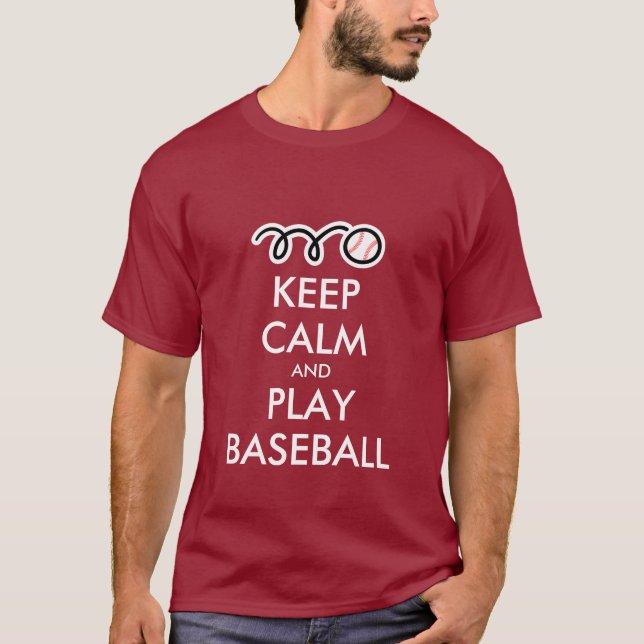 Ruhe behalten und Baseball-T - Shirt spielen (Vorderseite)