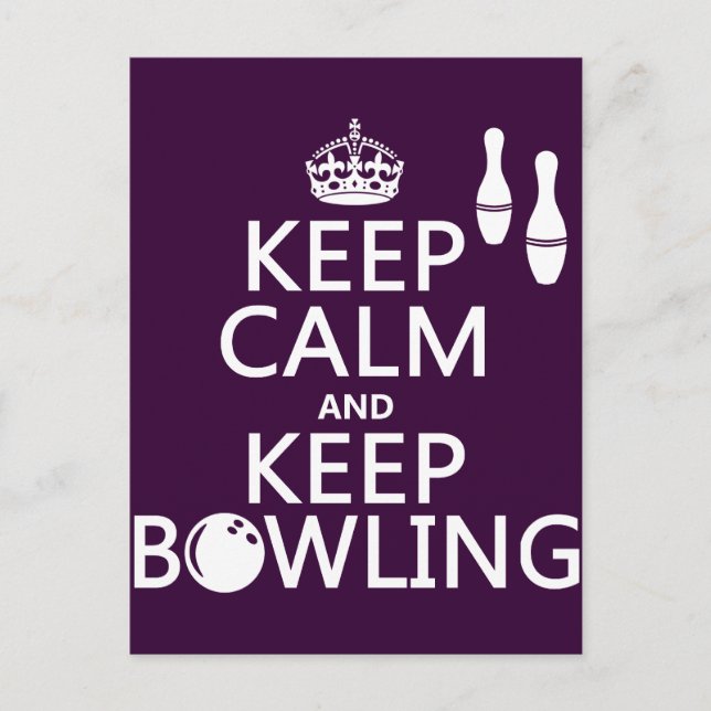 Ruhe behalten und Bowling Behalten - alle Farben Postkarte (Vorderseite)