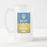 Ruhe behalten und das ukrainische Emblem-Trident w