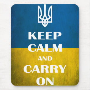 Ruhe behalten und das ukrainische Emblem-Trident w Mousepad
