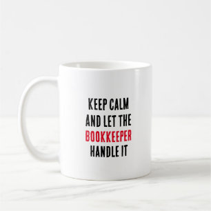 Ruhe behalten und der Buchhalter gelassen Kaffeetasse