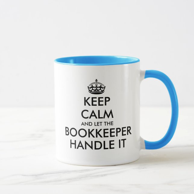 Ruhe behalten und der Buchhalter gelassen. Tasse (Rechts)