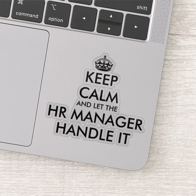 Ruhe behalten und der HR-Manager gelassen, damit k Aufkleber (Detail)