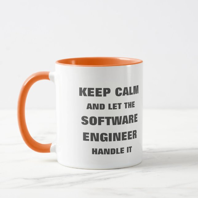 Ruhe behalten und der Software-Ingenieur gelassen. Tasse (Links)