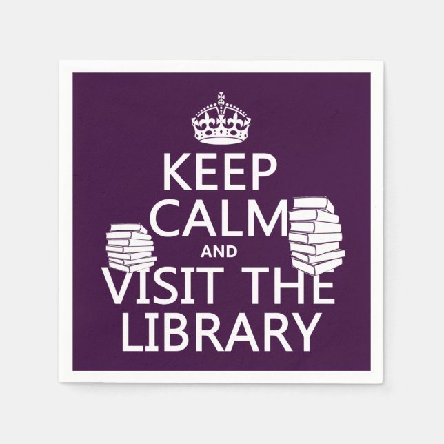 Ruhe behalten und die Bibliothek besuchen - in jed Serviette (Vorderseite)