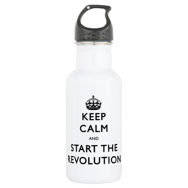 Ruhe behalten und die Revolution zu starten Edelstahlflasche (Vorderseite)