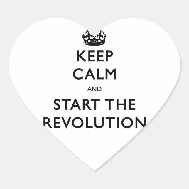 Ruhe behalten und die Revolution zu starten Herz-Aufkleber (Vorderseite)