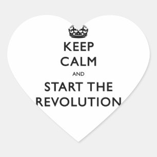 Ruhe behalten und die Revolution zu starten Herz-Aufkleber