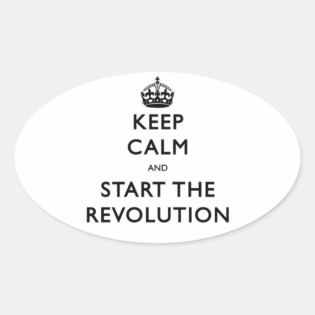 Ruhe behalten und die Revolution zu starten Ovaler Aufkleber (Vorderseite)