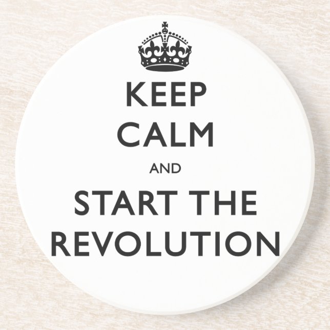Ruhe behalten und die Revolution zu starten Sandstein Untersetzer (Vorne)