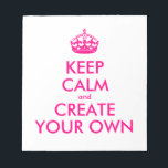 Ruhe behalten und eigene Kreation - Rosa Notizblock<br><div class="desc">Hallo und willkommen, erstellen und anpassen Sie Ihre eigene "behalten Ruhe" Design für dieses ist einzigartig! Ersetzen Sie die Wörter "Ruhe behalt und erstelle deine eigene" durch das Wort deiner Wahl und wählen Sie die Hintergrundfarbe, die du will! Sie können sich alles vorstellen und tun! Ex: "behalt Ruhe und mach...</div>