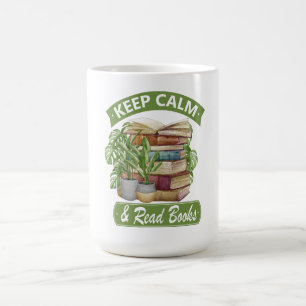 Ruhe behalten und ein Buch gelesen Kaffeetasse