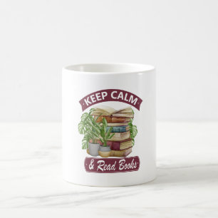 Ruhe behalten und ein Buch gelesen Kaffeetasse