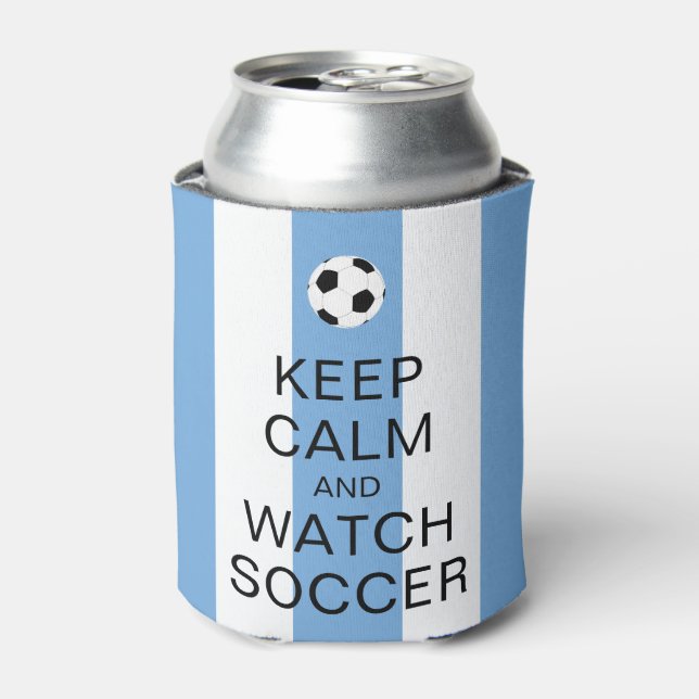 Ruhe behalten und Fußball Argentinien Blaue Streif Dosenkühler (Kanne Vorderseite)