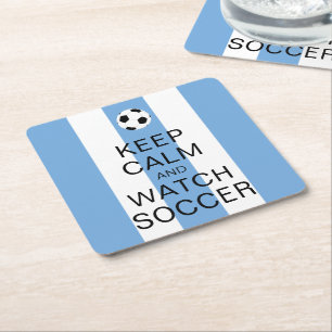 Ruhe behalten und Fußball Argentinien Blaue Streif Rechteckiger Pappuntersetzer