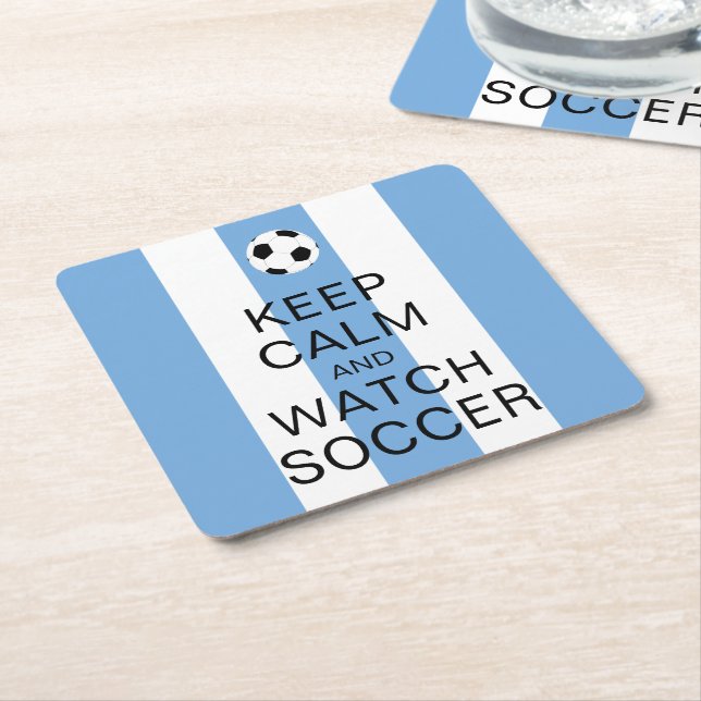 Ruhe behalten und Fußball Argentinien Blaue Streif Rechteckiger Pappuntersetzer (angewinkelt)