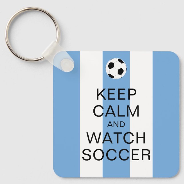Ruhe behalten und Fußball Argentinien Blaue Streif Schlüsselanhänger (Vorderseite)