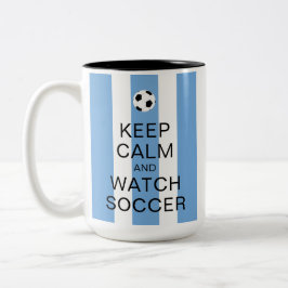 Ruhe behalten und Fußball Argentinien Blaue Streif Zweifarbige Tasse