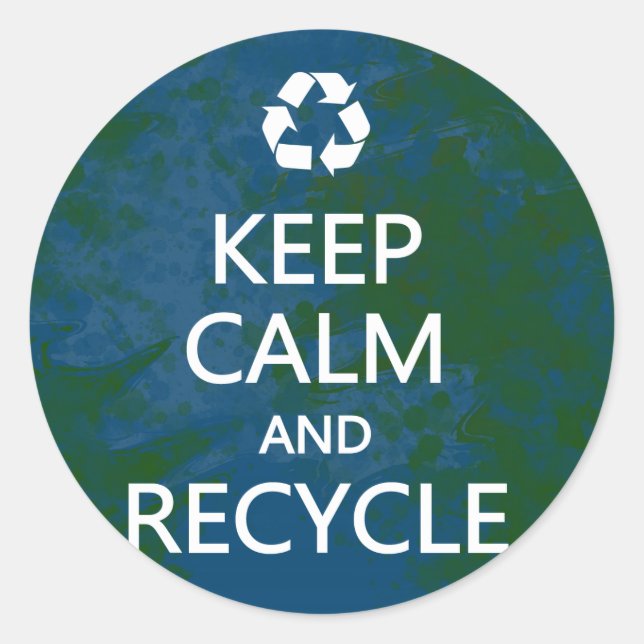 Ruhe behalten und Gerecycelt Runder Aufkleber (Vorderseite)