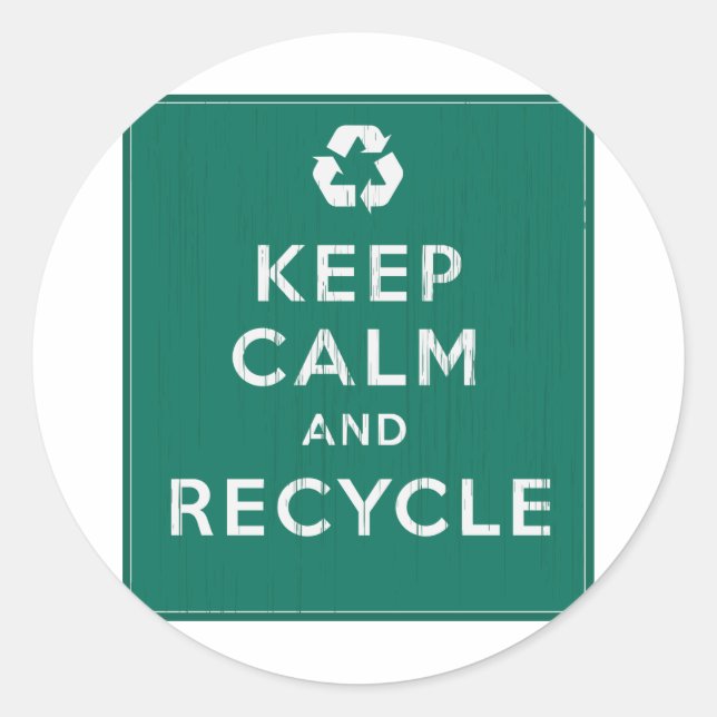 Ruhe behalten und Gerecycelt Runder Aufkleber (Vorderseite)