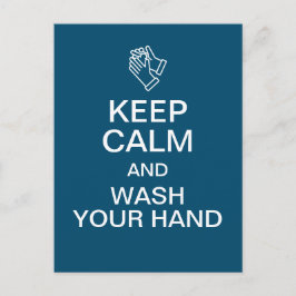 Ruhe behalten und Hand waschen Postkarte
