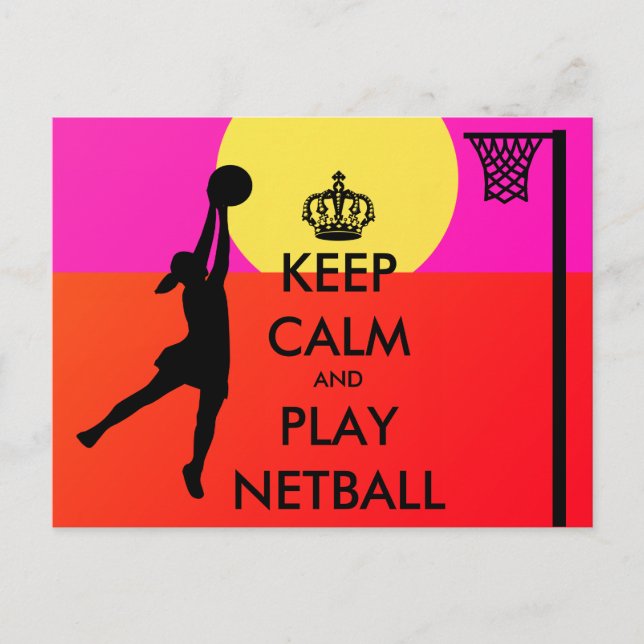 Ruhe behalten und Netball-Slogan wiedergeben Postkarte (Vorderseite)