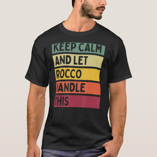 Ruhe behalten und Rocco Gelassen, dieses Retro-Ang T-Shirt (Vorderseite)
