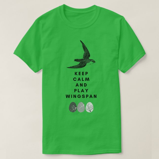 Ruhe behalten und Spannweite spielen T-Shirt (Design vorne)