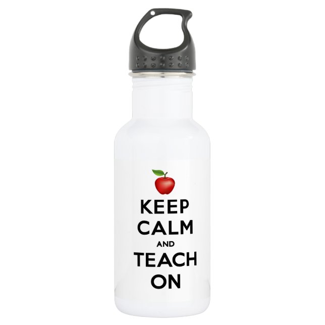 Ruhe behalten und Teach On Edelstahlflasche (Vorderseite)