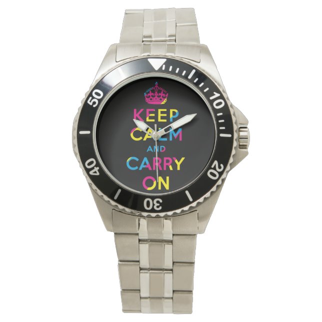 Ruhe behalten und weiter - CMYK Armbanduhr (Vorderseite)