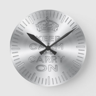 Ruhe behalten und weiter mit dem von Metallen gew Runde Wanduhr