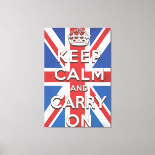 Ruhe bewahren und auf britischer Flagge fahren Leinwanddruck