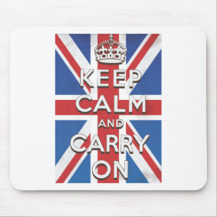 Ruhe bewahren und auf britischer Flagge fahren Mousepad