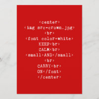 Ruhe bewahren und auf HTML (in jeder Farbe) tragen