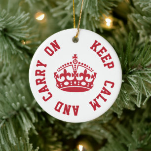 Ruhe bewahren und Personalisierten TEXT beibehalte Keramik Ornament