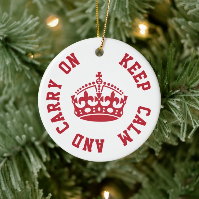 Ruhe bewahren und Personalisierten TEXT beibehalte Keramik Ornament (Baum)