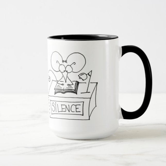 Ruhe! Bibliotheks-Maus - Stickmice Tasse (Rechts)