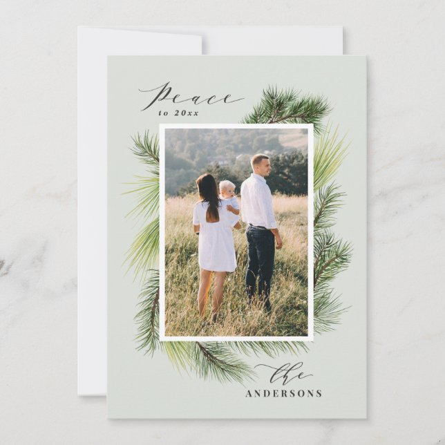 Ruhe bis 2020 Weihnachten mit modernem Pinienwald (Vorderseite)