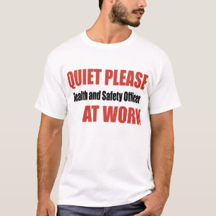 Ruhe-bitte Gesundheits-und Sicherheitsbeamter bei T-Shirt