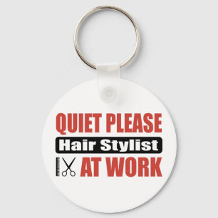 Ruhe-bitte Haar-Stylist bei der Arbeit Schlüsselanhänger