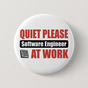 Ruhe-bitte Software Engineer bei der Arbeit Button