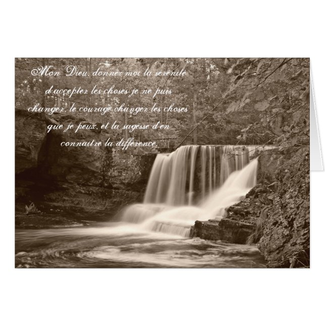 Ruhe-Gebet in der französischen Wasserfall-Karte (Vorderseite (Horizontal))