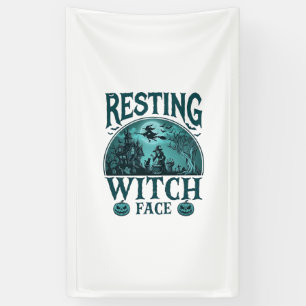 Ruhe Gesicht Hexe Halloween Spukhaus Kessel Banner