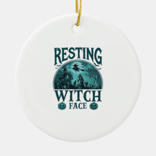 Ruhe Gesicht Hexe Halloween Spukhaus Kessel Keramik Ornament