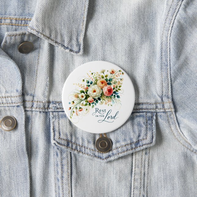 Ruhe im Herrn floral Button (Beispiel)