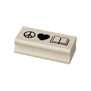 Ruhe, Liebe & Bücher Briefmarke der Holzkunst Gummistempel